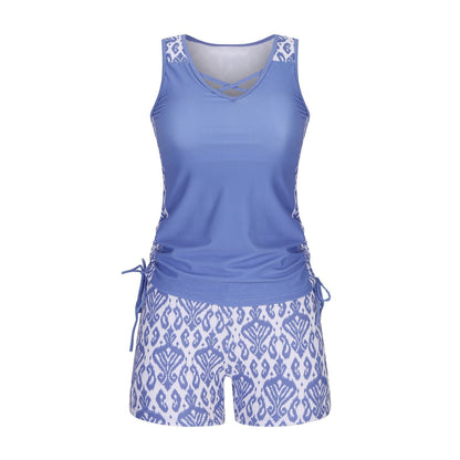 ⏰LAST DAY 90% OFF - Women's 2-Piece Tummy Control Tankini Set with Built-In Bra – Flattering Boho Swimwear with Shorts