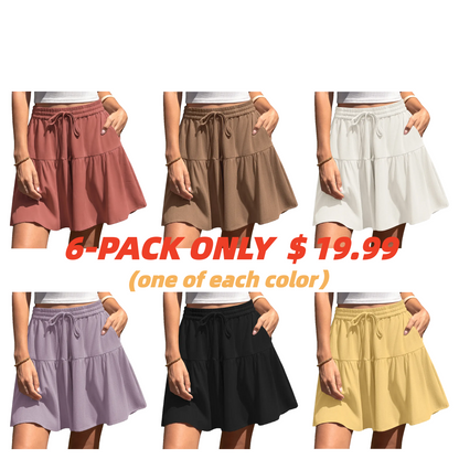 Womens Linen Blend Wide Leg Flowy Culotte Shorts Drawstring Loose Fit Summer Casual Lightweight Comfy Vacation Wear