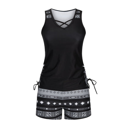 ⏰LAST DAY 90% OFF - Women's 2-Piece Tummy Control Tankini Set with Built-In Bra – Flattering Boho Swimwear with Shorts