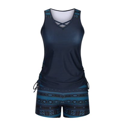 ⏰LAST DAY 90% OFF - Women's 2-Piece Tummy Control Tankini Set with Built-In Bra – Flattering Boho Swimwear with Shorts